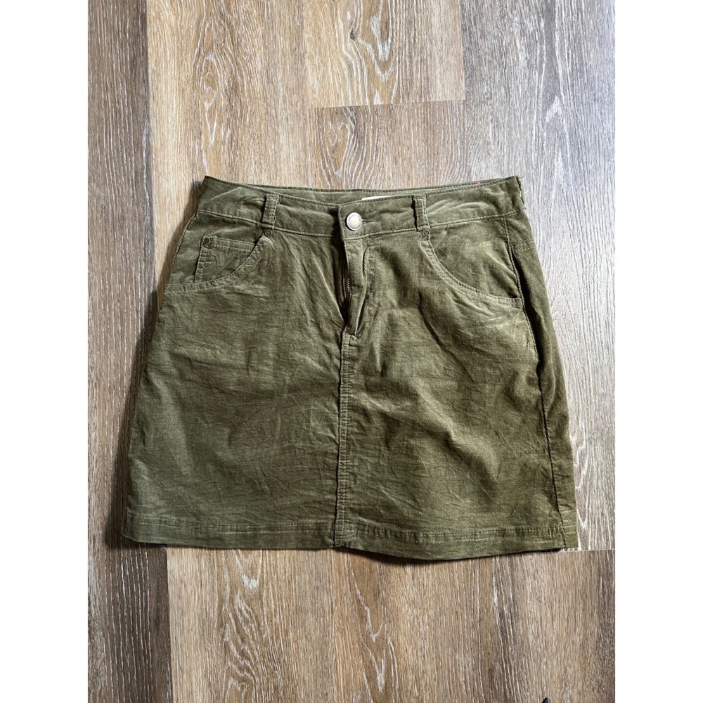 Copper Key Olive Green Corduroy Mini Skirt Size S Five‎ Pocket Utility Casual